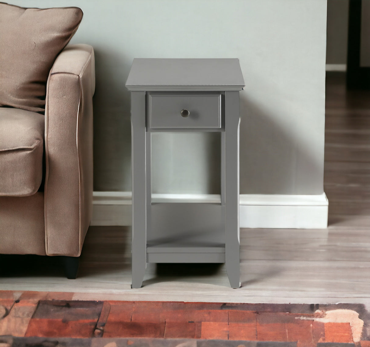 23" Gray Solid and Manufactured Wood End Table