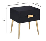 24" Gold And White End Table With Two Drawers