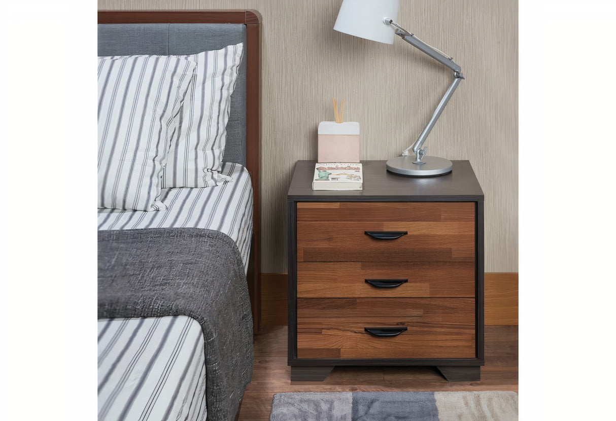 19" Espresso Three Drawers Nightstand