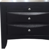 25" Black Three Drawers Nightstand