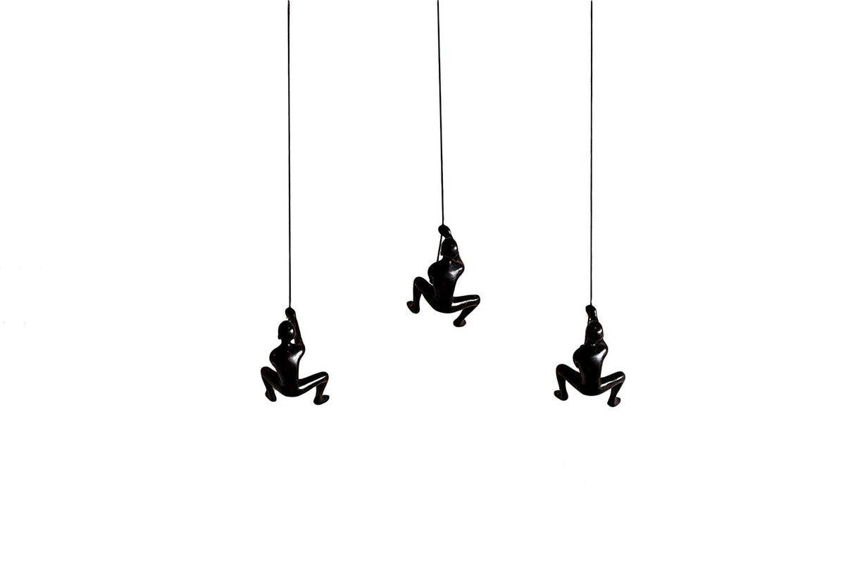 Set of Three Black Resin Novelty Hanging Dimensional Sculpture