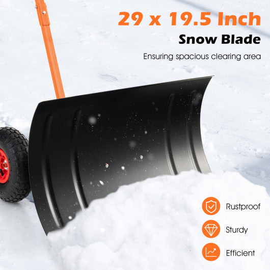 29 Inches Snow Pusher for Driveway-Orange