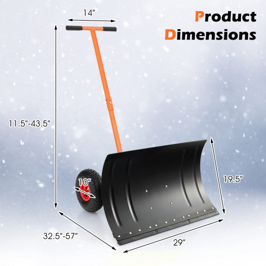 29 Inches Snow Pusher for Driveway-Orange