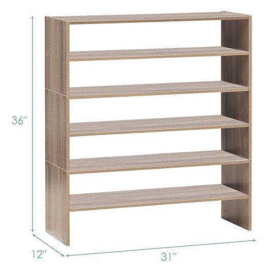 3 Pieces 31-Inch Stackable Multi-Shape Shoe Rack-Natural