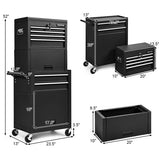 6-Drawer Tool Chest with Heightening Cabinet-Black