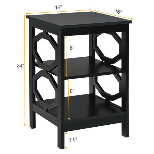 3-tier Nightstand Sofa Side End Accent Table-Black