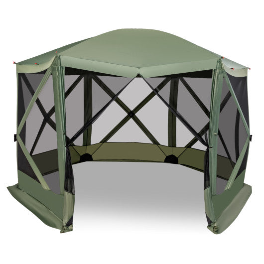 11.5 X 11.5 FT Pop-up Screen House Tent with Portable Carrying Bag-Green