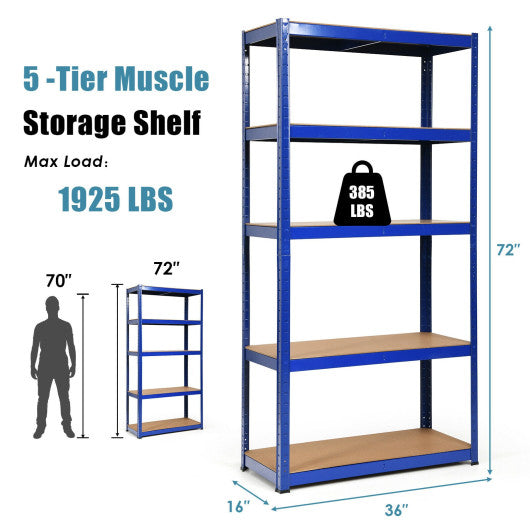 72 Inch Storage Rack with 5 Adjustable Shelves for Books Kitchenware-Navy