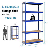 72 Inch Storage Rack with 5 Adjustable Shelves for Books Kitchenware-Navy