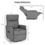 Power Lift Massage Recliner Chair for Elderly with Heavy Padded Cushion-Gray