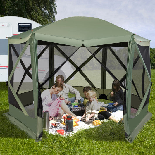 11.5 X 11.5 FT Pop-up Screen House Tent with Portable Carrying Bag-Green