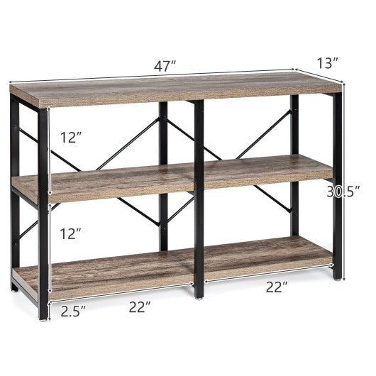 3 Tier 47 Inch Console Metal Frame Sofa Table-Natural