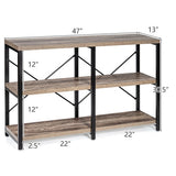 3 Tier 47 Inch Console Metal Frame Sofa Table-Natural