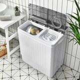 26 Pound Portable Semi-automatic Washing Machine with Built-in Drain Pump-Gray