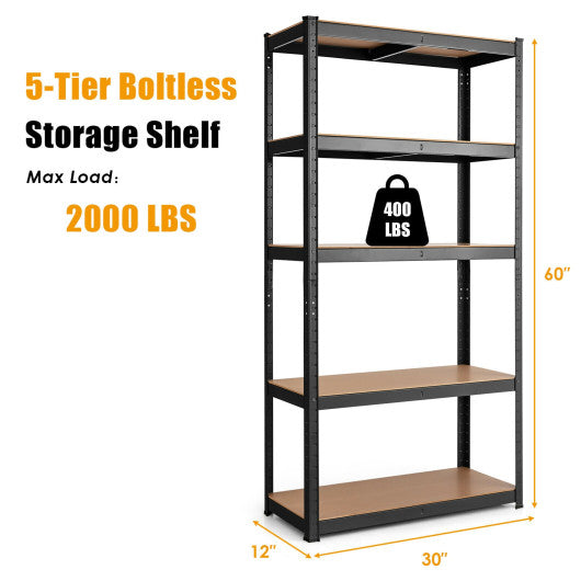 Adjust 30 x60 Inch 5 Level Garage Tool Shelf Storage-Black