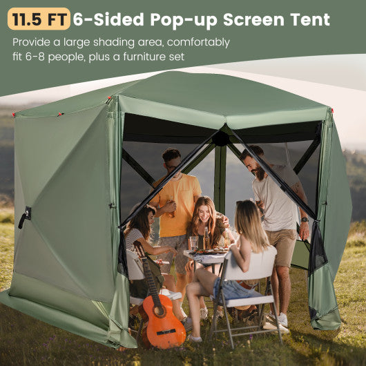 11.5 X 11.5 FT Pop-up Screen House Tent with Portable Carrying Bag-Green