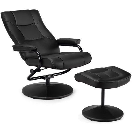 Swivel Lounge Chair Recliner with Ottoman-Black