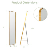 Full Length Wall Mounted Body Mirror with Free Standing Stand-Golden