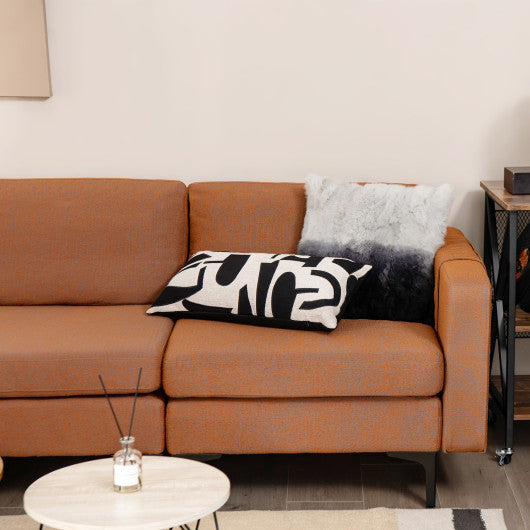 Modular L-shaped Sectional Sofa with Reversible Chaise and 2 USB Ports-Orange