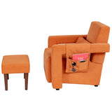 Modern Berber Fleece Single Sofa Chair with Ottoman and Waist Pillow-Orange