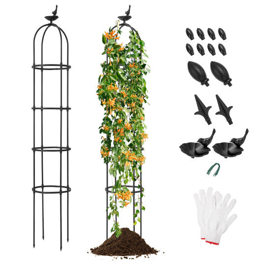 GIANTEX 2-Pack Garden Obelisk Trellis for Climbing Plants-Black
