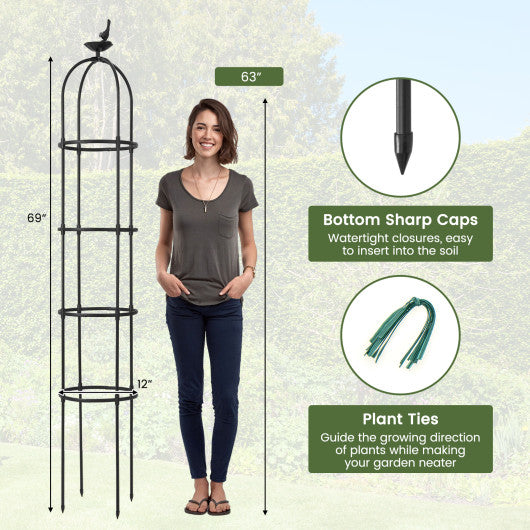 GIANTEX 2-Pack Garden Obelisk Trellis for Climbing Plants-Black
