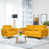 2 Pieces Upholstered Sofa Set with Removable Cushion Covers-Yellow