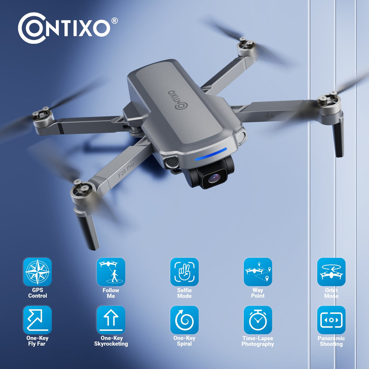 Contixo F28 Pro Foldable Drone with 4K FHD Camera and Carrying Case by Contixo