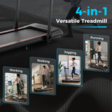 2 in 1 Folding Treadmill with Incline with Remote Control-Red