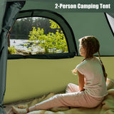 2-person Camping Tent w/ Removable Rain Fly and Double-layer Door-Green