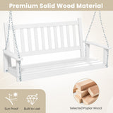 2-Person Wooden Outdoor Porch Swing with 500 lbs Weight Capacity-White