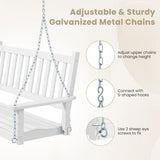 2-Person Wooden Outdoor Porch Swing with 500 lbs Weight Capacity-White