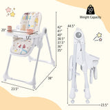 3-In-1 Convertible Highchair with Adjustable Height and 5-Point Safety Belt and Lockable Wheels-Beige
