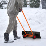 Snow Shovel with Wheels with 30 Inches Wide Blade and Adjustable Handle-Orange