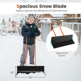 Snow Shovel with Wheels with 30 Inches Wide Blade and Adjustable Handle-Orange