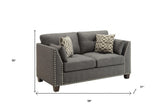 58" Light Gray And Dark Brown Loveseat and Toss Pillows