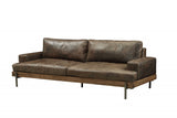 95" Chocolate Top Grain Leather Sofa With Black Legs