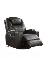 34" Brown Faux Leather Heated Massage Home Theater Recliner
