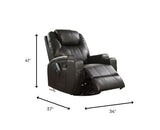 34" Brown Faux Leather Heated Massage Home Theater Recliner