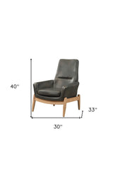 30" Black And Brown Top Grain Leather Lounge Chair