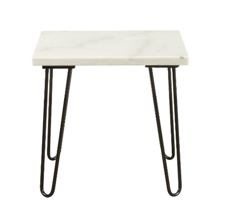 21" White Faux Marble End Table