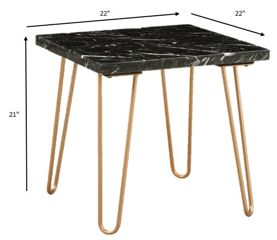 21" White Faux Marble End Table