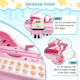 31 Keys Kids Piano Keyboard with Stool and Piano Lid-Pink