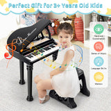 31 Keys Kids Piano Keyboard with Stool and Piano Lid-Black