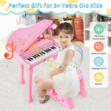 31 Keys Kids Piano Keyboard with Stool and Piano Lid-Pink