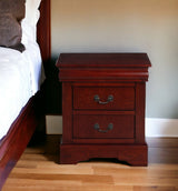 24" Brown Two Drawer Faux Wood Nightstand