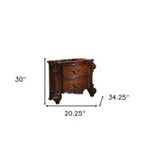 30" Chestnut Two Drawers Solid Wood Nightstand