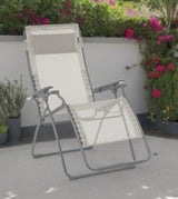 30" Blue and Gray Steel Indoor Outdoor Zero Gravity Chair