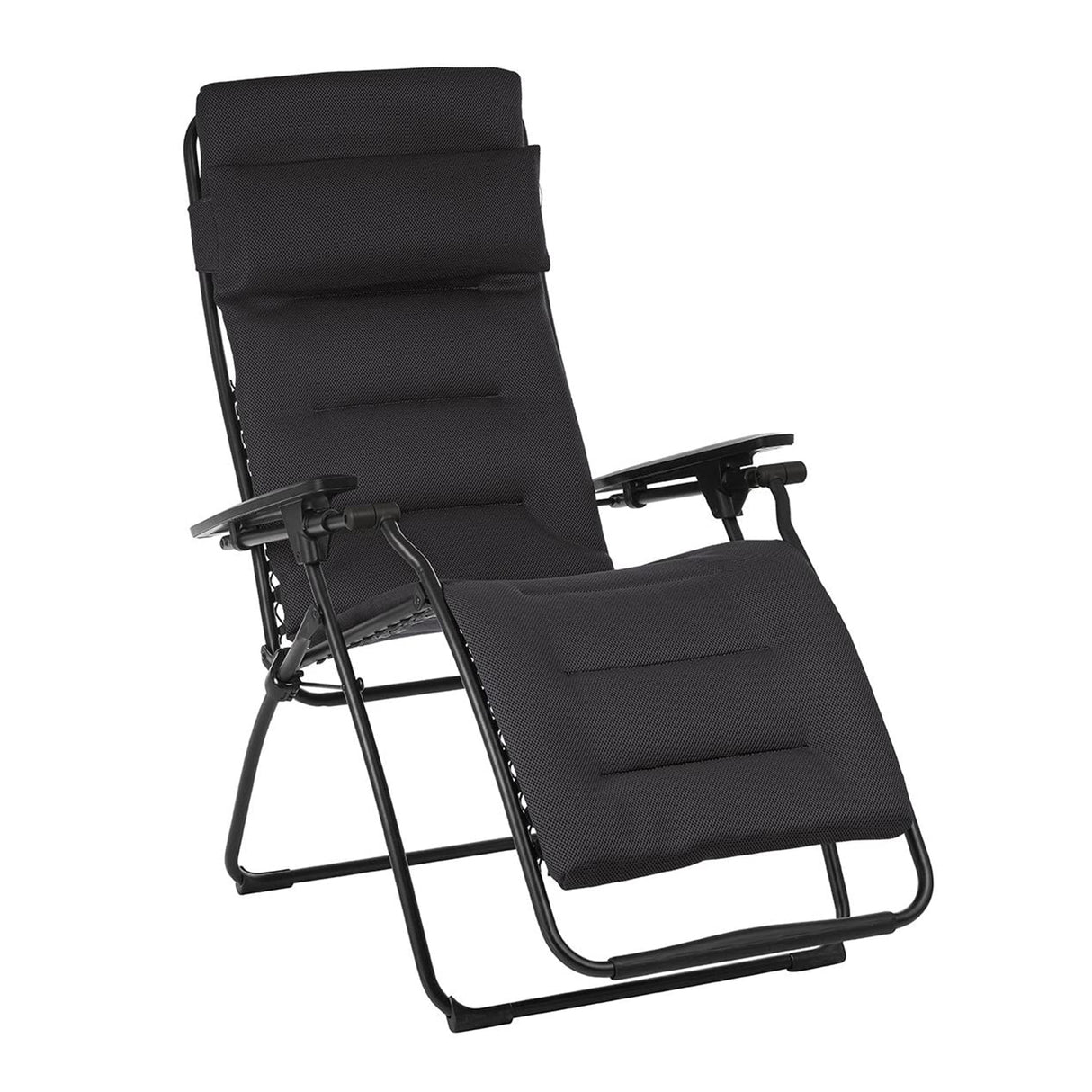 26" Gray Steel Outdoor Zero Gravity Chair with Gray Cushion