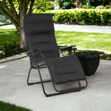 26" Gray Steel Outdoor Zero Gravity Chair with Gray Cushion